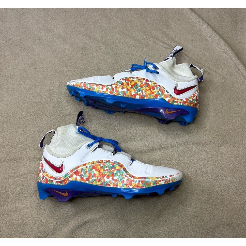 Nike LeBron 4 Menace 3 Fruity Pebbles Football Cleats US Mens Size 10 Multicolor